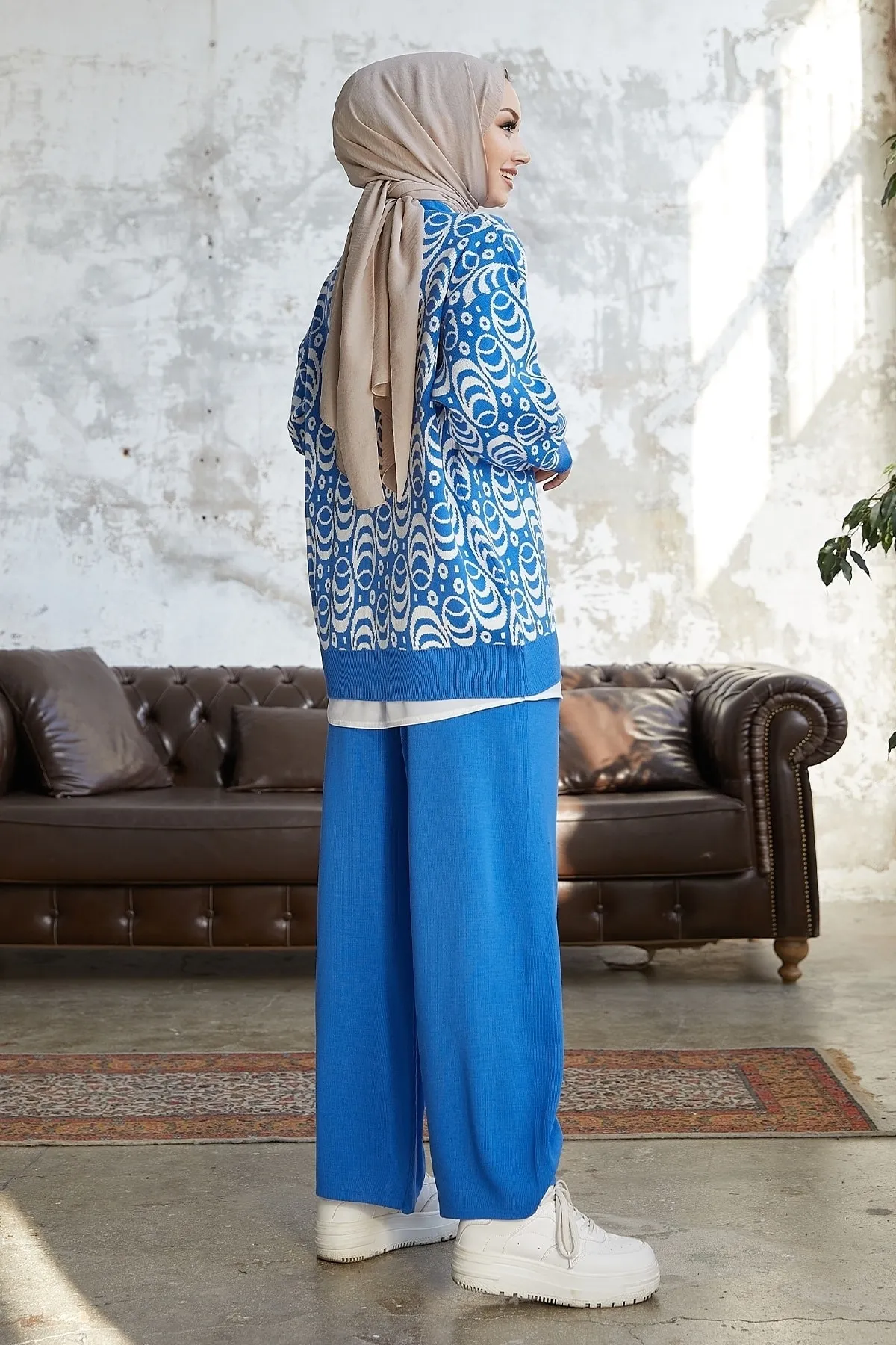InStyle  Amira gemustertes Strick-Doppelset – Indigo