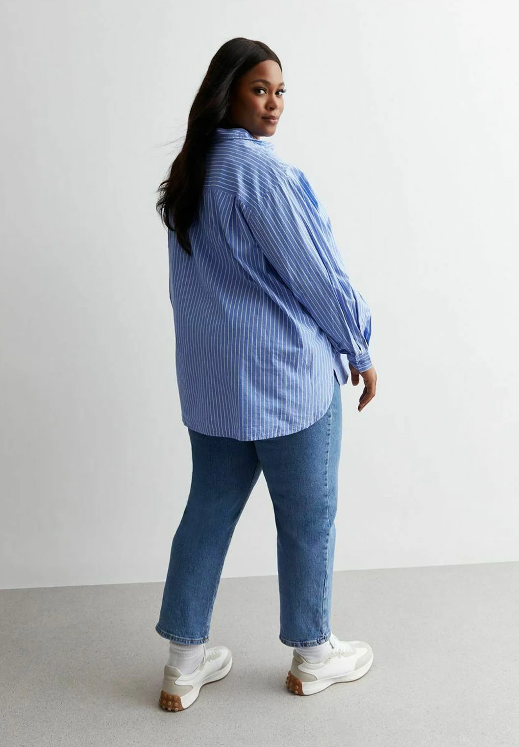 Camisa de popelina de rayas New Look Curves