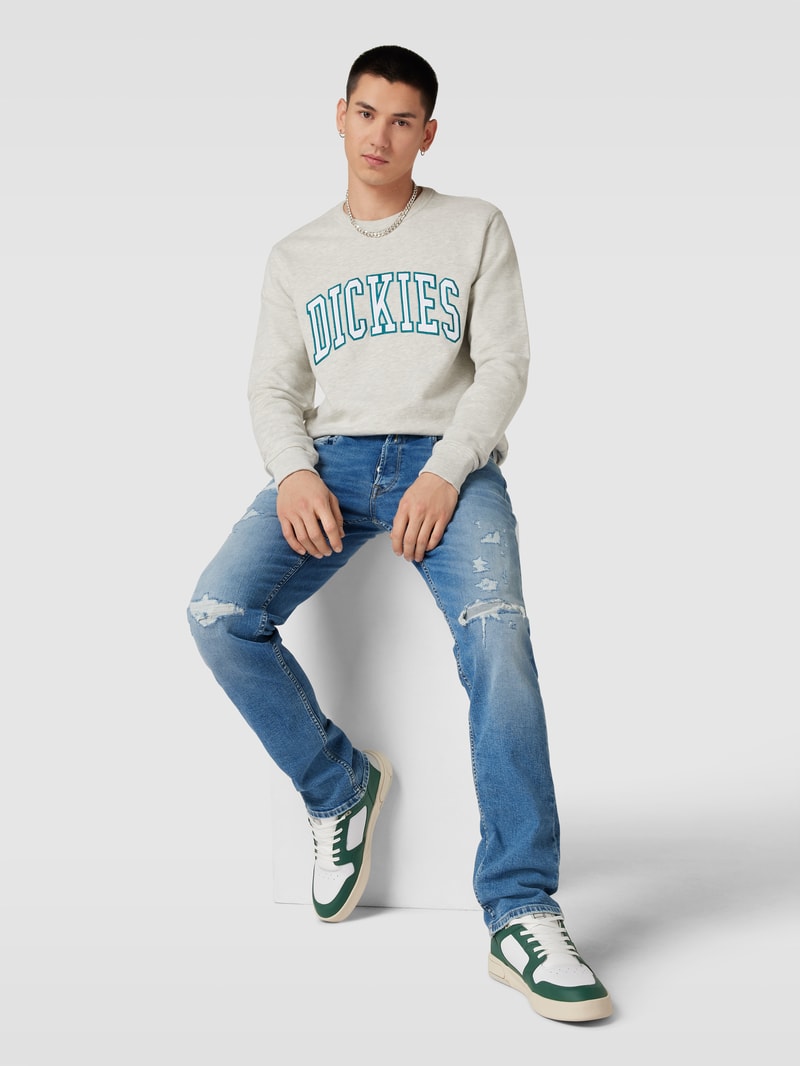 Skinny Fit Jeans im Destroyed-Look Modell 'GROVER' in dunkelblau