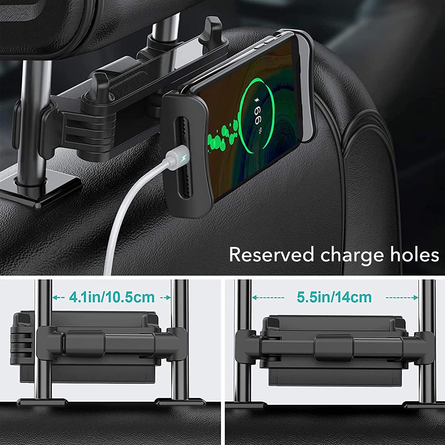 Directin Ausziehbare KFZ-Kopfstützen Halterung um 360 ° drehbar Tablet-Halterung, (bis 11,00 Zoll, für 4,4-11 Zoll Geräte, verstellbare Tablet-Kopfstützenhalterung, Kopfstütze KFZ Halterung Universal, Tablet Halterung Auto Verstellbar)