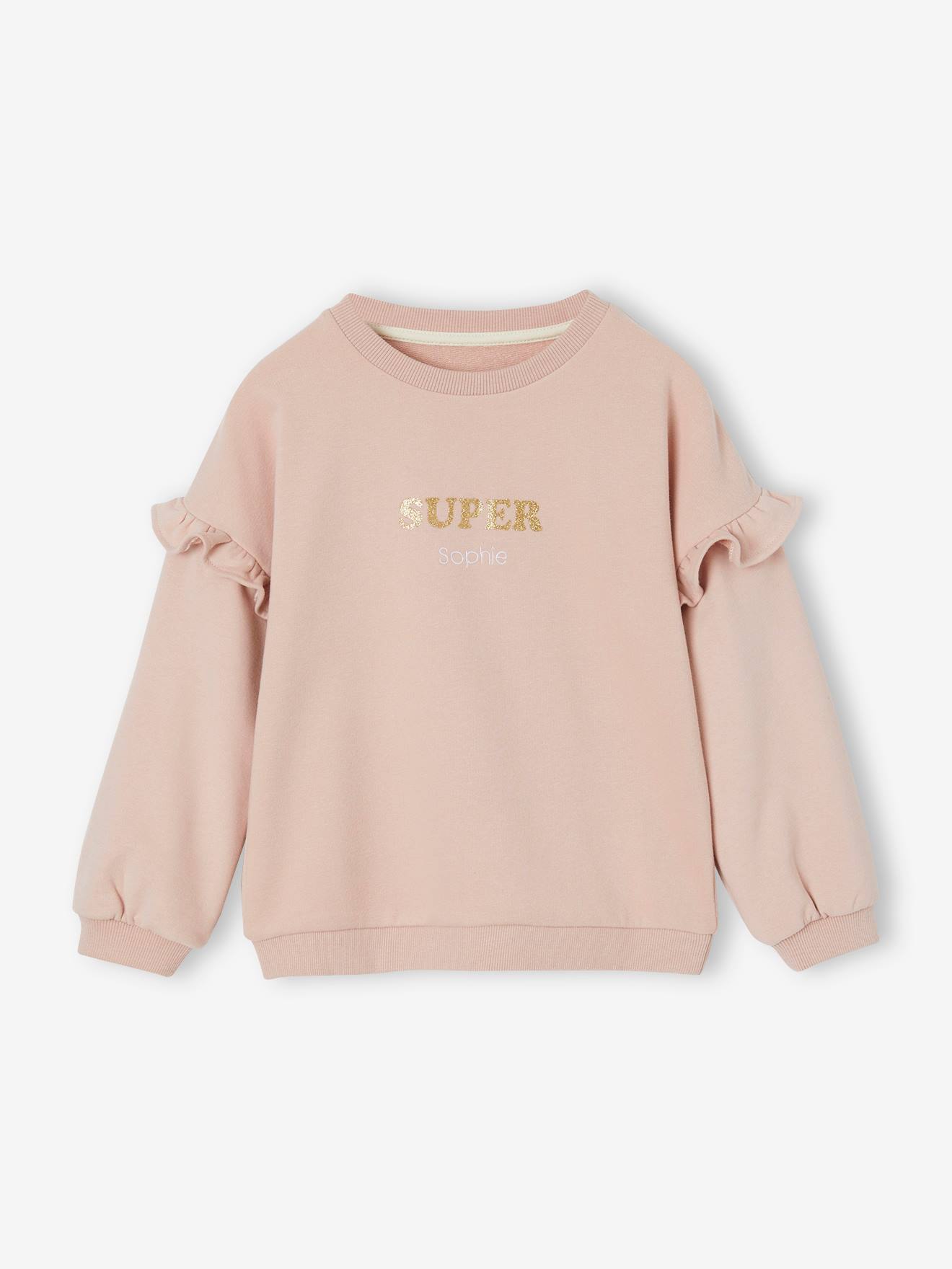 Sweat à volants personnalisable fille pêche