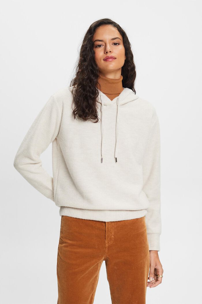 Hoodie aus weich aufgerautem Rippstrick