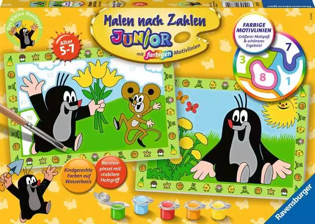CreArt Der kleine Maulwurf - Malen nach Zahlen für Kinder ab 5 Jahren