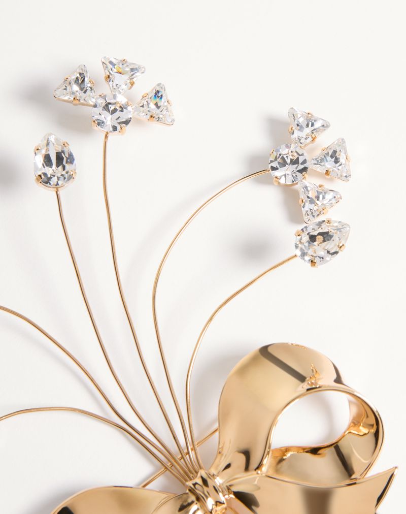 Papieren bloemenbroche in metaal, natuurlijke parels en Swarovski®-kristallen