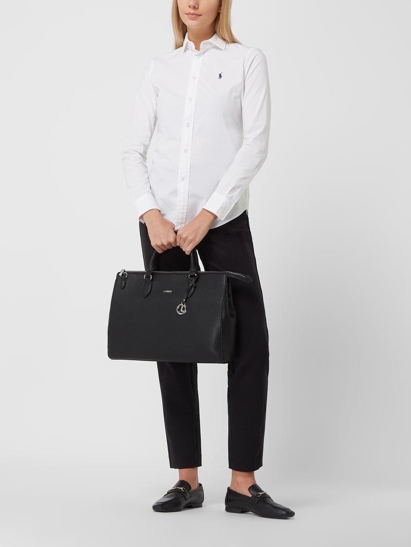 Handtasche mit Label-Details Modell 'ELLA' in schwarz
