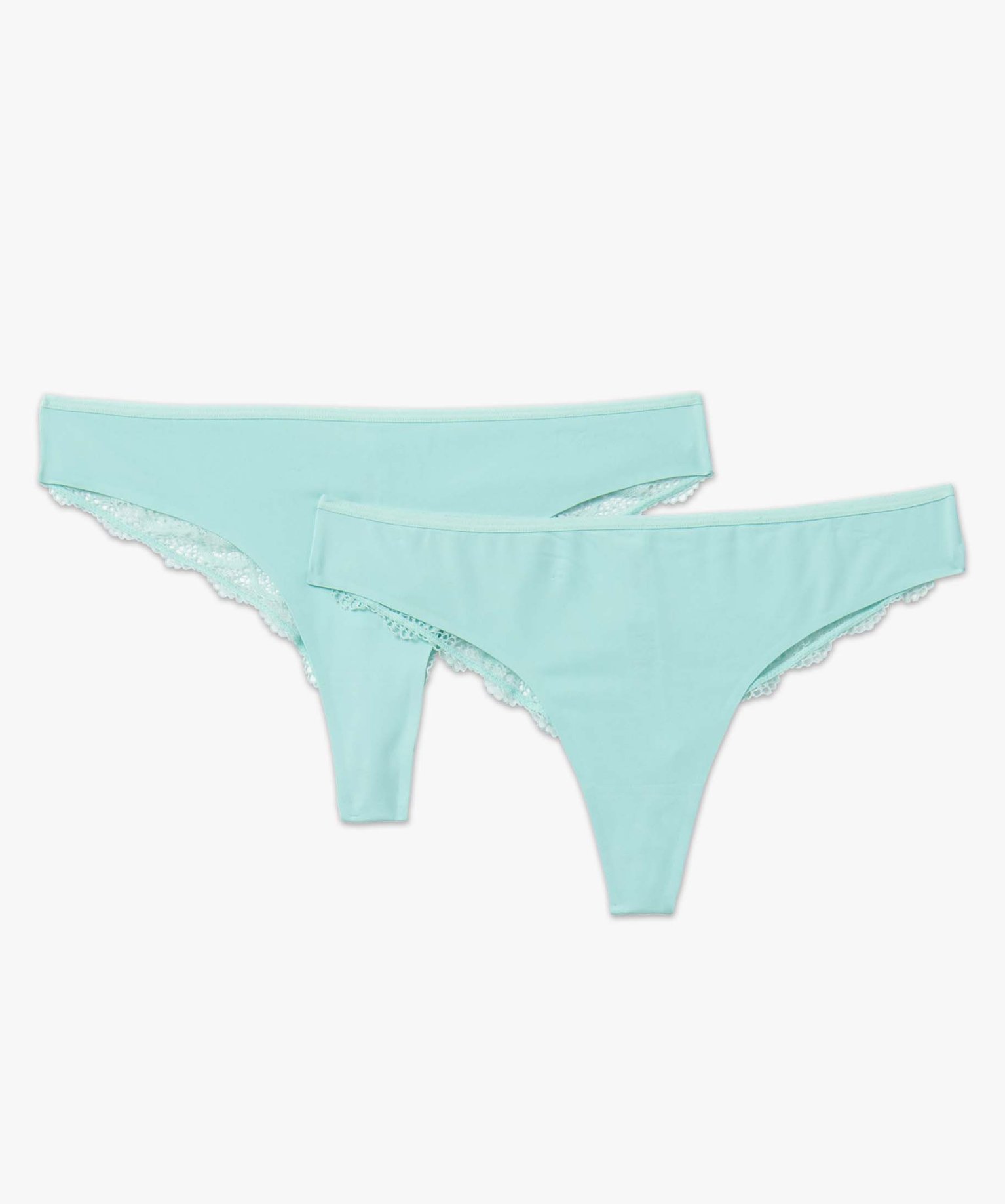 Tanga sans coutures en microfibre et dentelle femme (lot de 2) bleu | GEMO