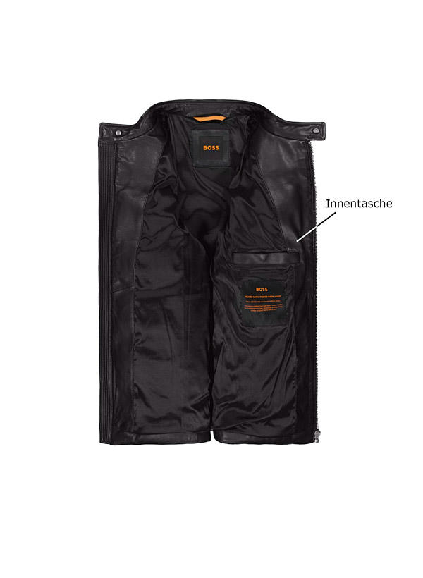 BOSS Orange, Lederjacke Jobear, Schafnappa, schwarz
