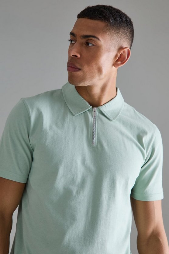Slim-Fit Poloshirt mit Reißverschluss