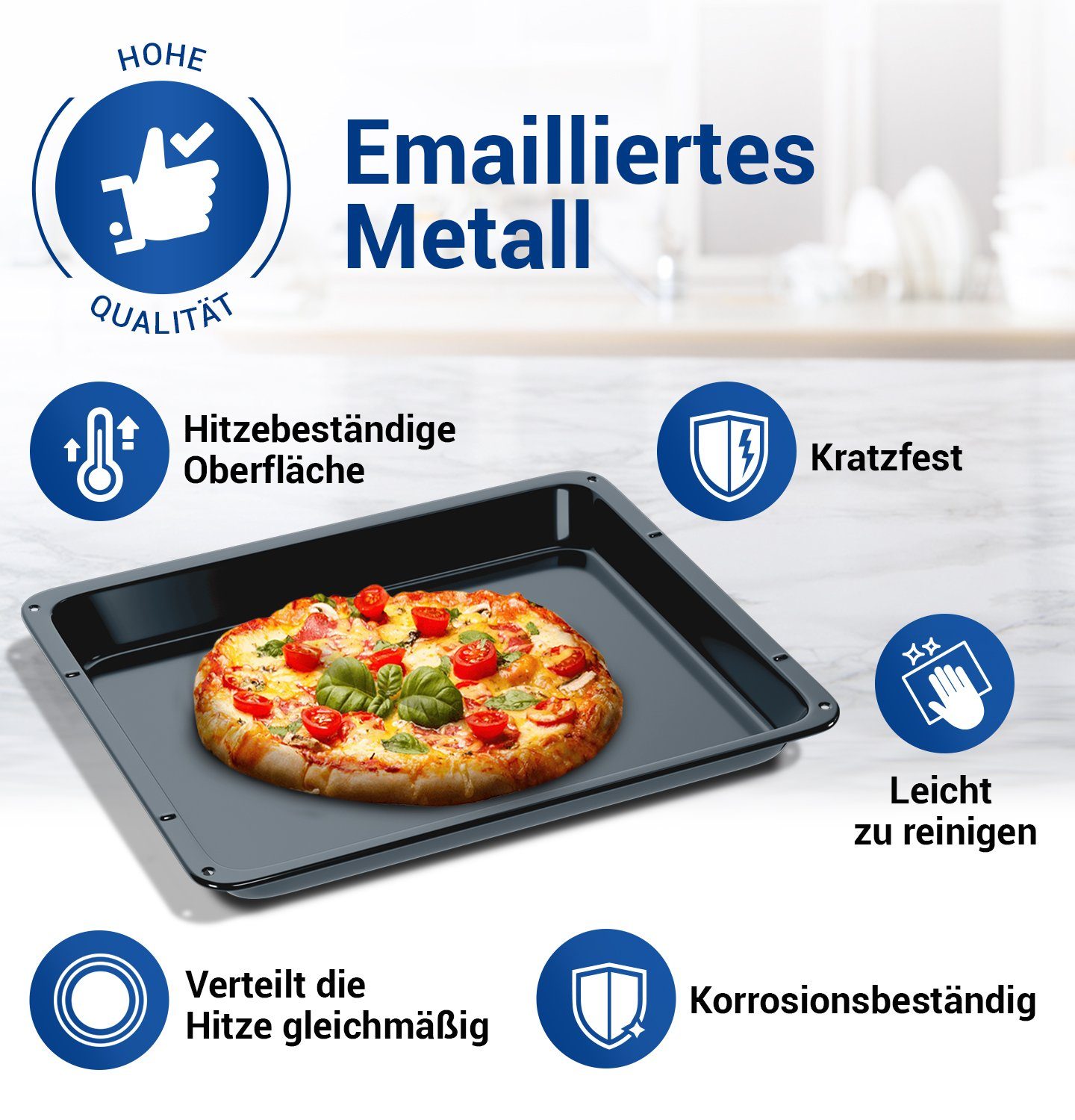 VIOKS Backblech Fettpfanne Ersatz für AEG 14002469802/3, emailliert, hoch 466x385x38mm für Backofen