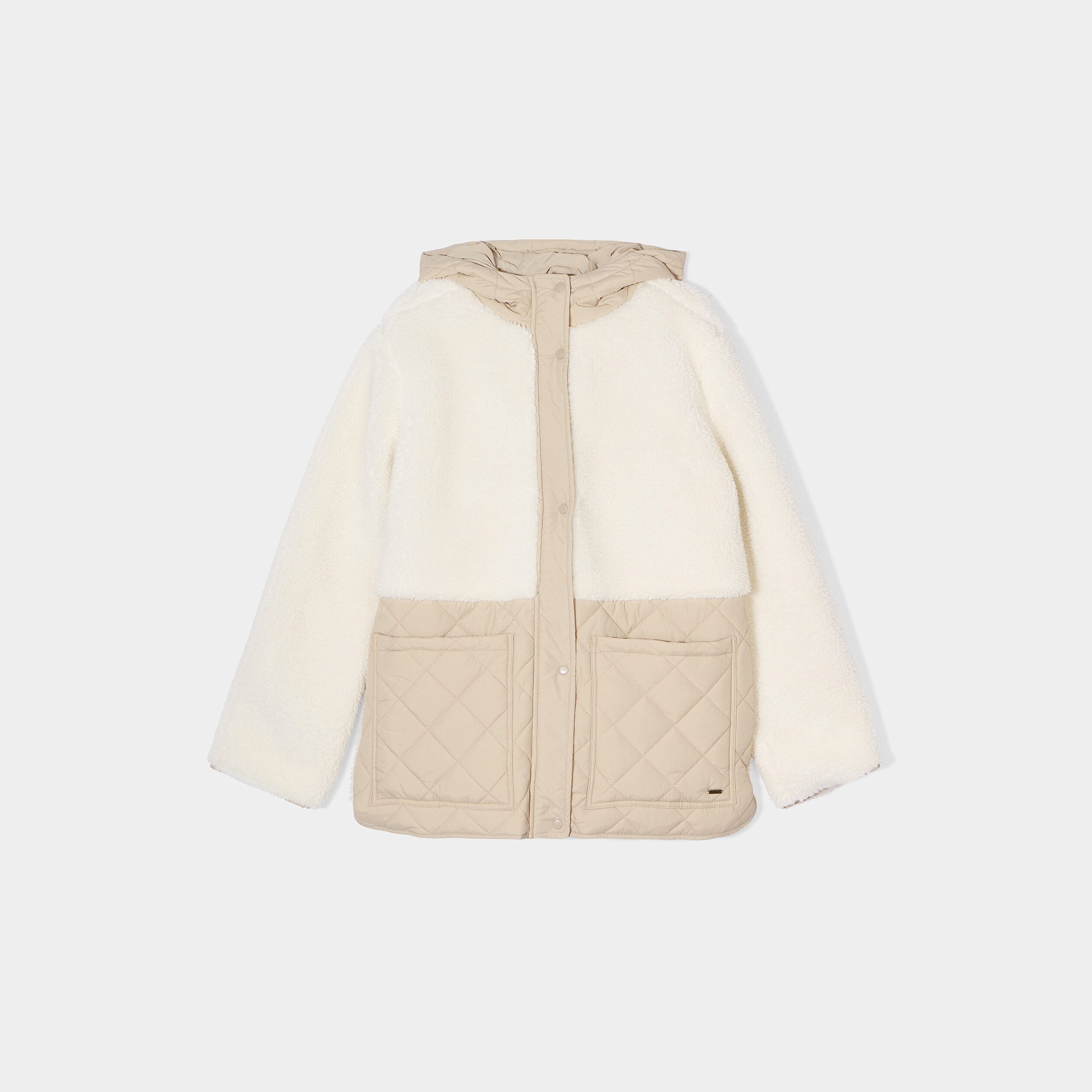 Veste bi-matière à capuche oversize blanc femme | La Halle
