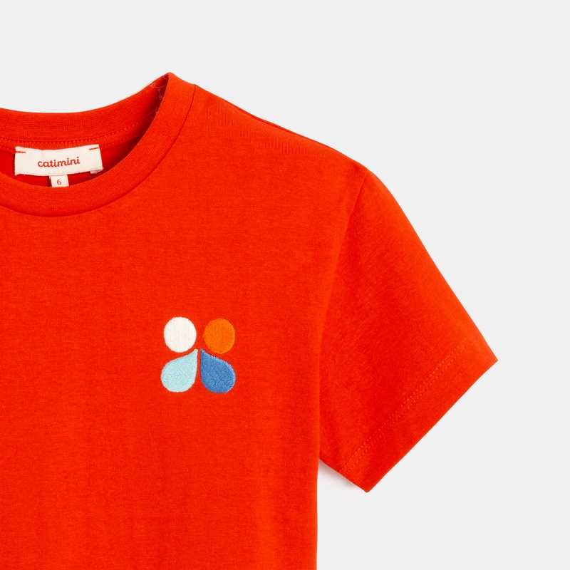 T-shirt enfant rouge en coton recyclé mixte Catimini