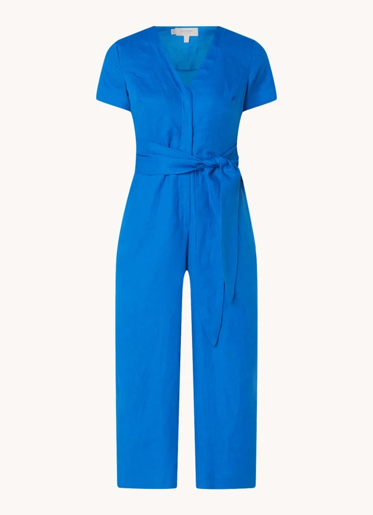 Hobbs  Aliya wide fit cropped jumpsuit van linnen met gestrikt detail