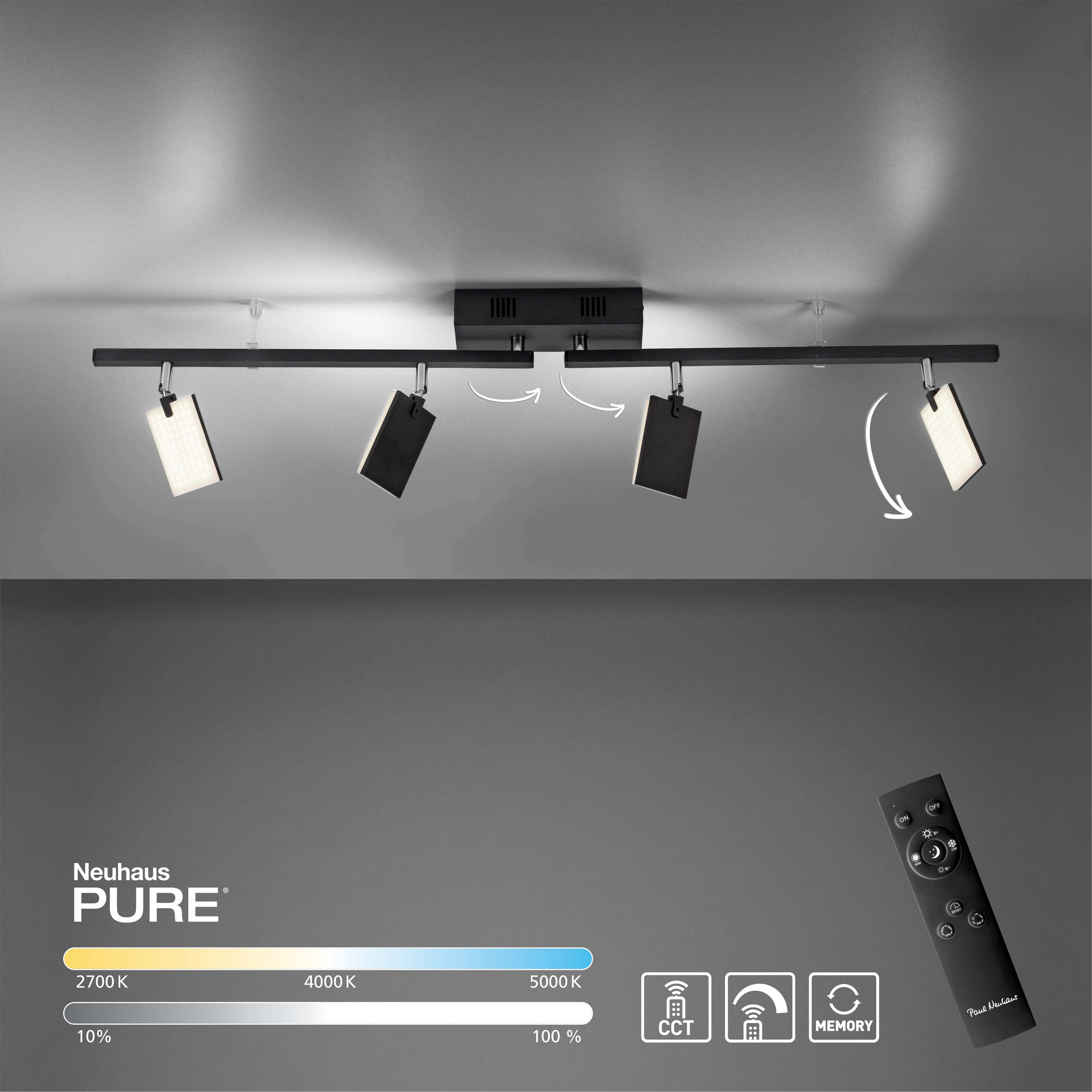 PURELED-Deckenleuchte 4flg
