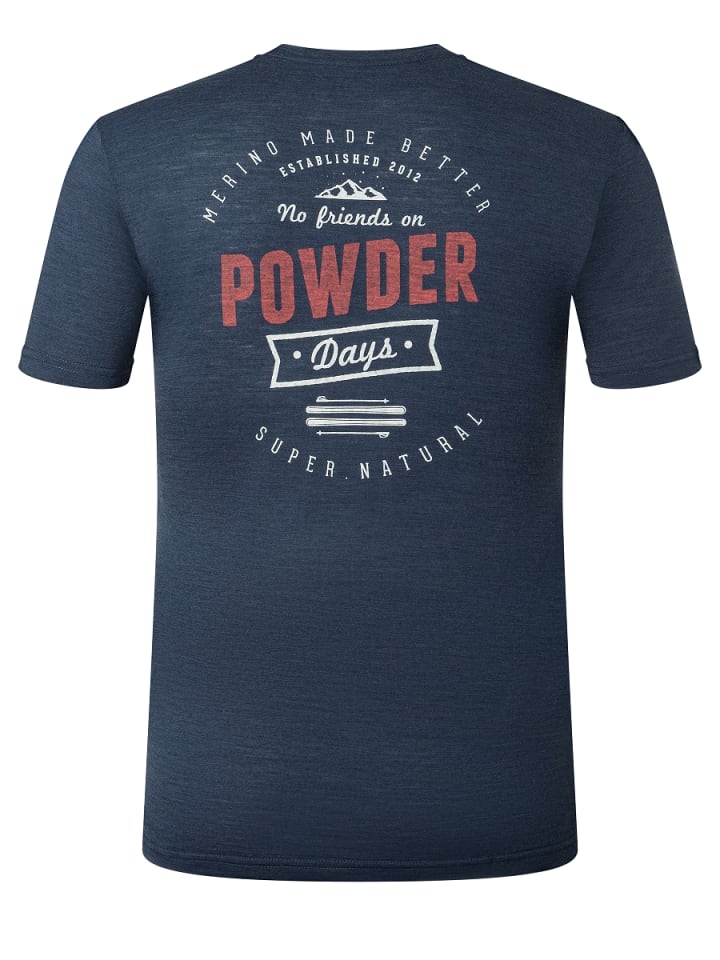 super.natural Merino T-Shirt M POWDER DAYS TEE in blau günstig kaufen S