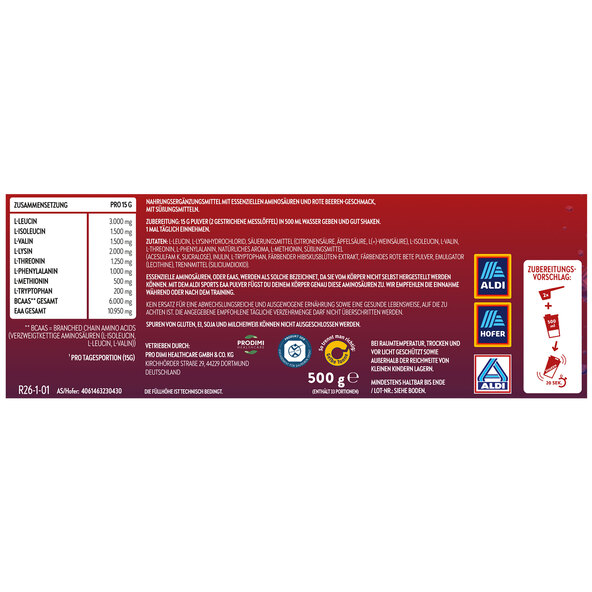 EAA Pulver Red Berry, 500 g