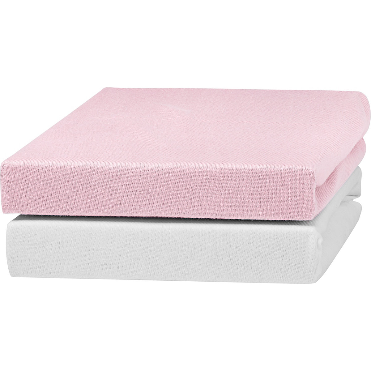 Jersey Spannlaken weiß/rosa, 40 x 90 cm, 2er Pack