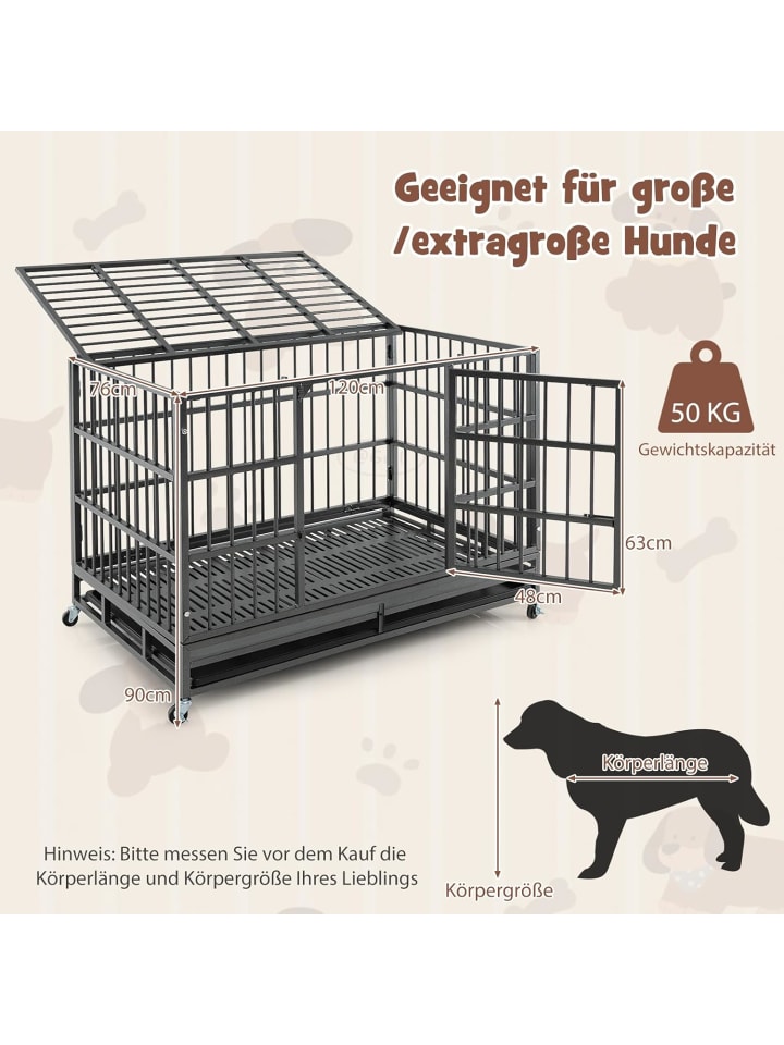 COSTWAY Hundekäfig faltbar 120x76x90cm in Schwarz günstig kaufen onesize