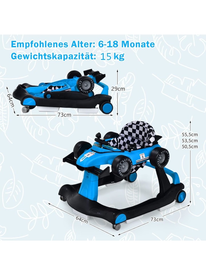 COSTWAY 4 in 1 Lauflernwagen in Blau günstig kaufen 75 cm