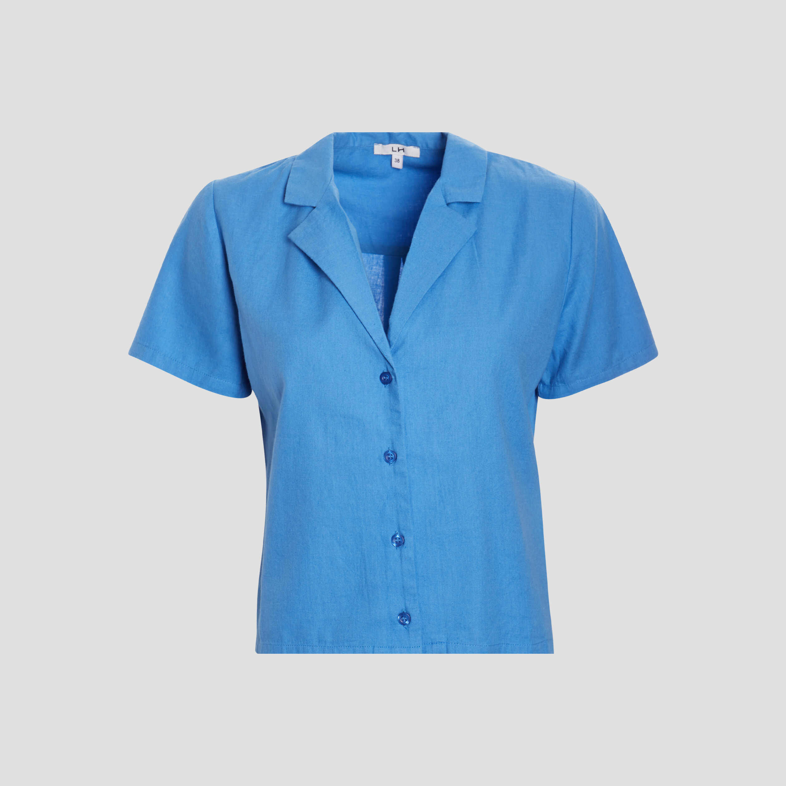 Chemise cropped coton bleu electrique femme | La Halle
