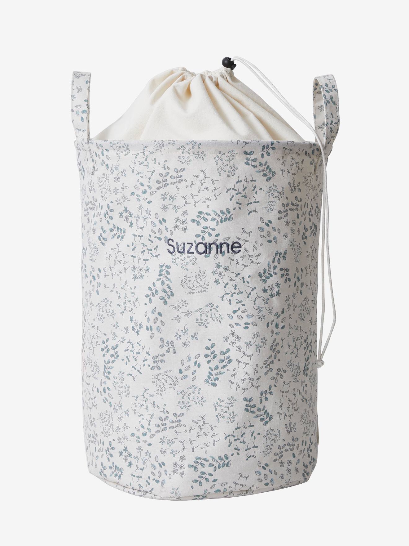 Panier à linge Fleurs blanc imprimé