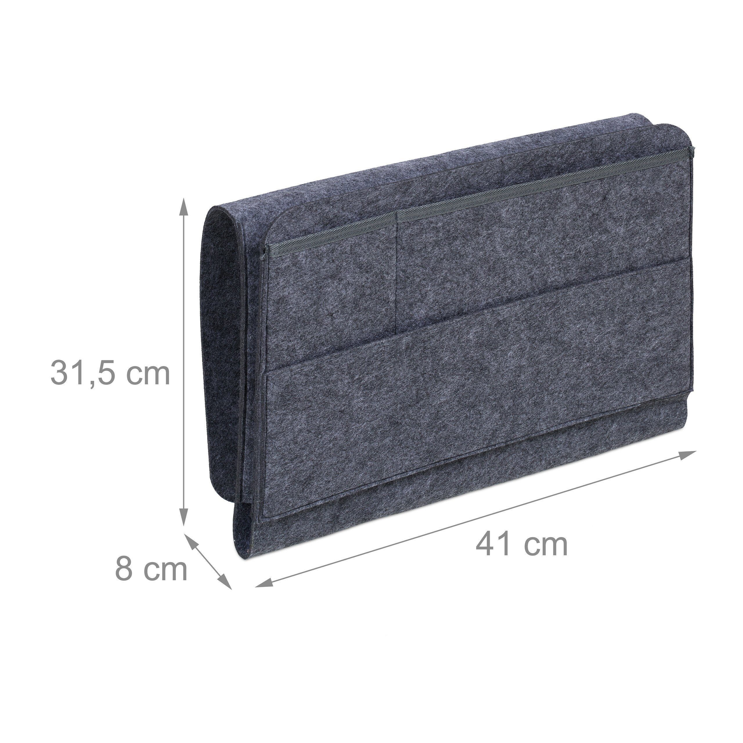 relaxdays Betttasche Betttasche mit 4 Fächern 2er Set