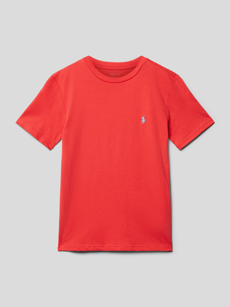 T-Shirt mit Label-Stitching in terrakotta