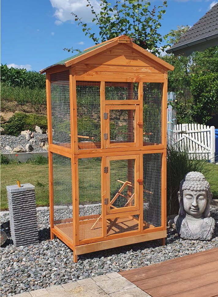MYPETS Vogelkäfig XL Vogelvoliere 160cm Voliere Vogelkäfig Käfig Vogelhaus Vogel Tierkäfig Holz