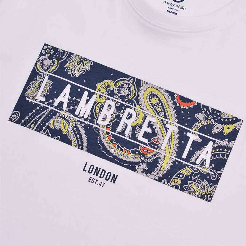 Lambretta Paisley Box Herren T-Shirt SS1015-WHITE
