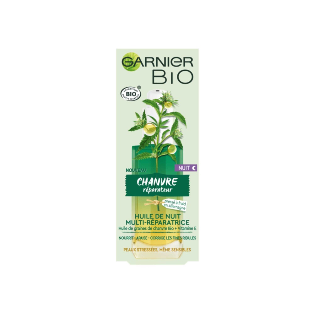 garnier Garnier Bio Huile de nuit multi-réparatrice ChanvreBio réparateur et nourrissant