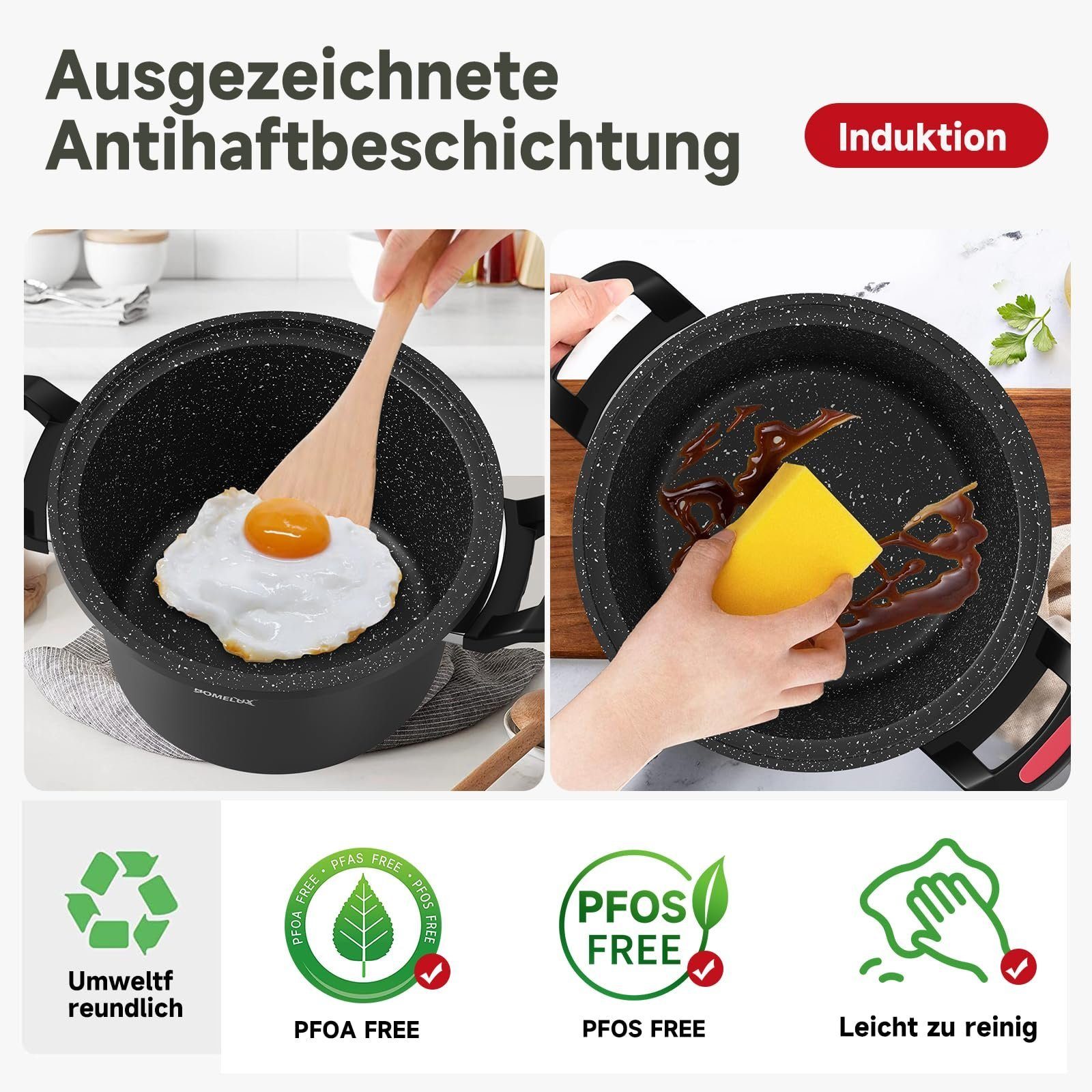 HOMELUX Schnellkochtopf Energiespartopf Ø 24 cm Kochtopf mit Niederdruck 5,5L Topf, Aluminium (Geeignet für alle Herdarten, Energieeffizient&schnell), induktionsgeeignet