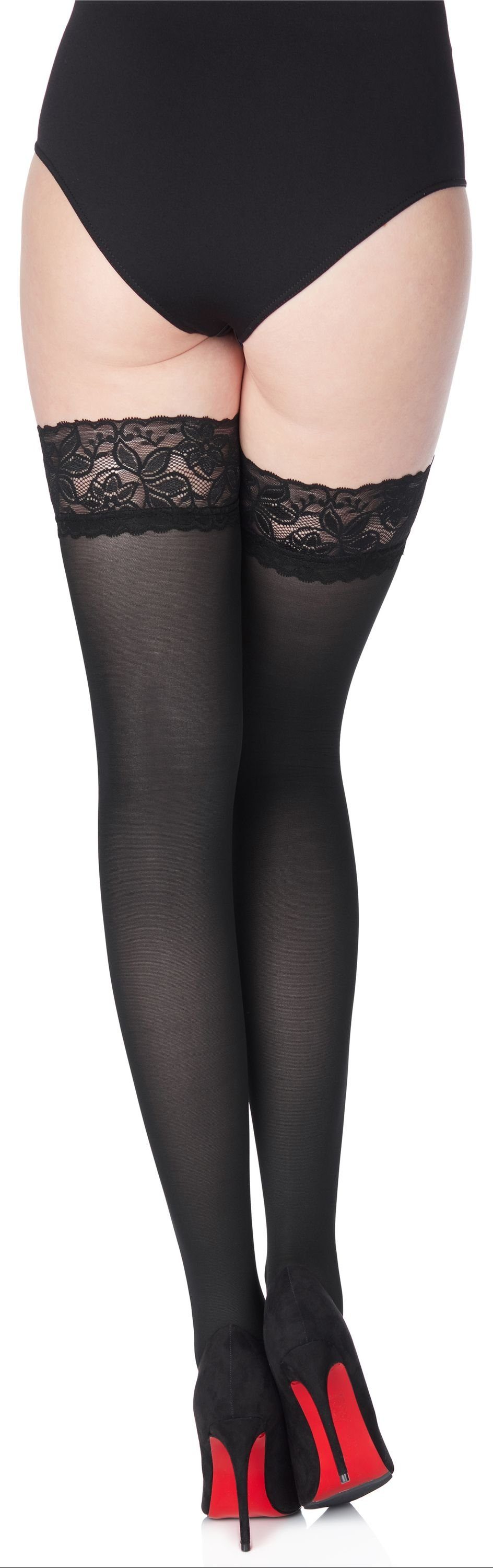Merry Style Strapsstrümpfe Damen halterlose Mikrofaser 40 DEN Strümpfe mit Spitze MS 791