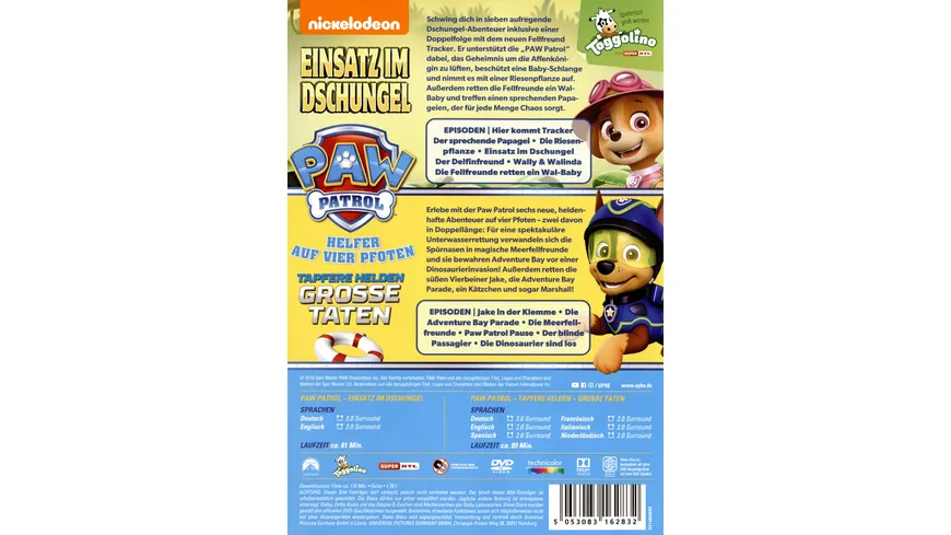 Paw Patrol - Tapfere Helden, große Taten & Paw Patrol - Einsatz im Dschungel  [2 DVDs]