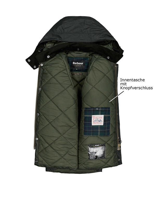 Barbour, Jacke Beaufort, Baumwolle gewachst Steppfutter, dunkelgrün