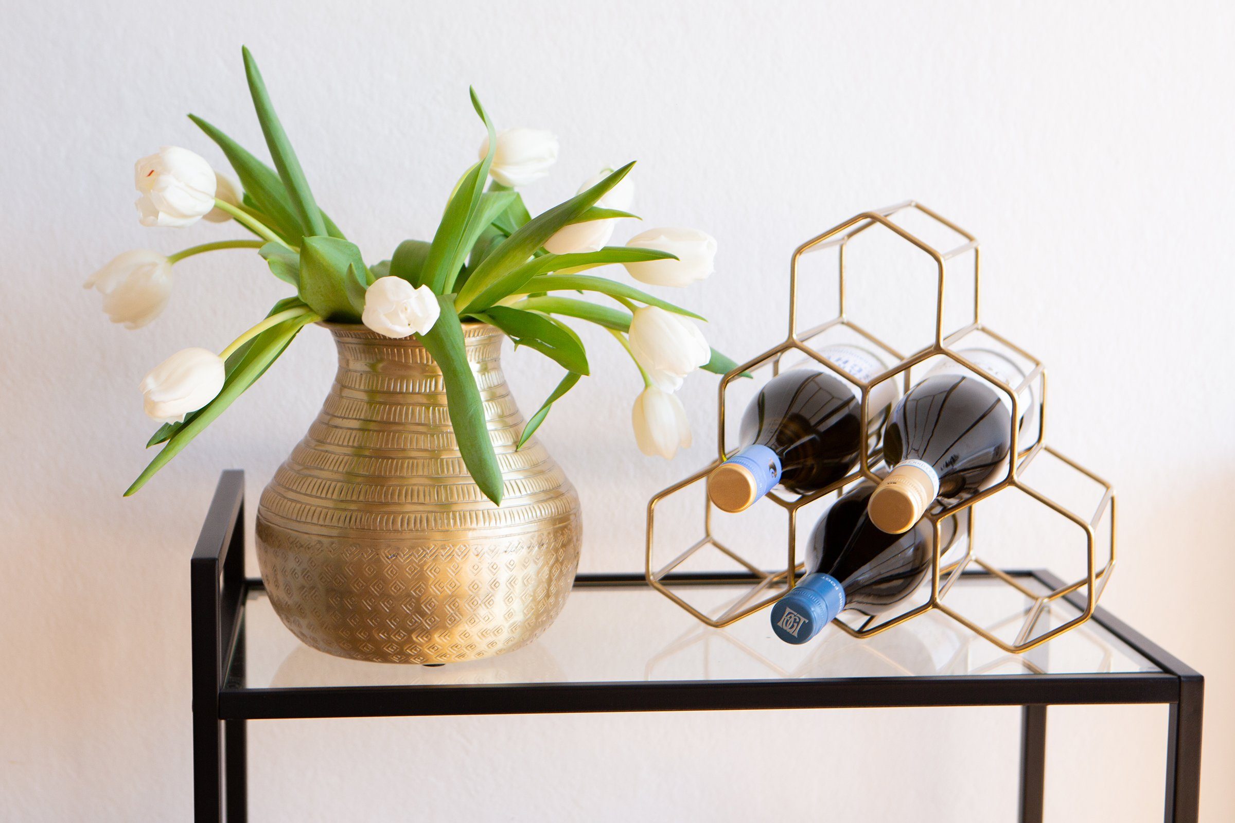 LaLe Living Weinregal Dilek in Gold 23 x 15cm Wabenform, aus Eisen für 6 Flaschen