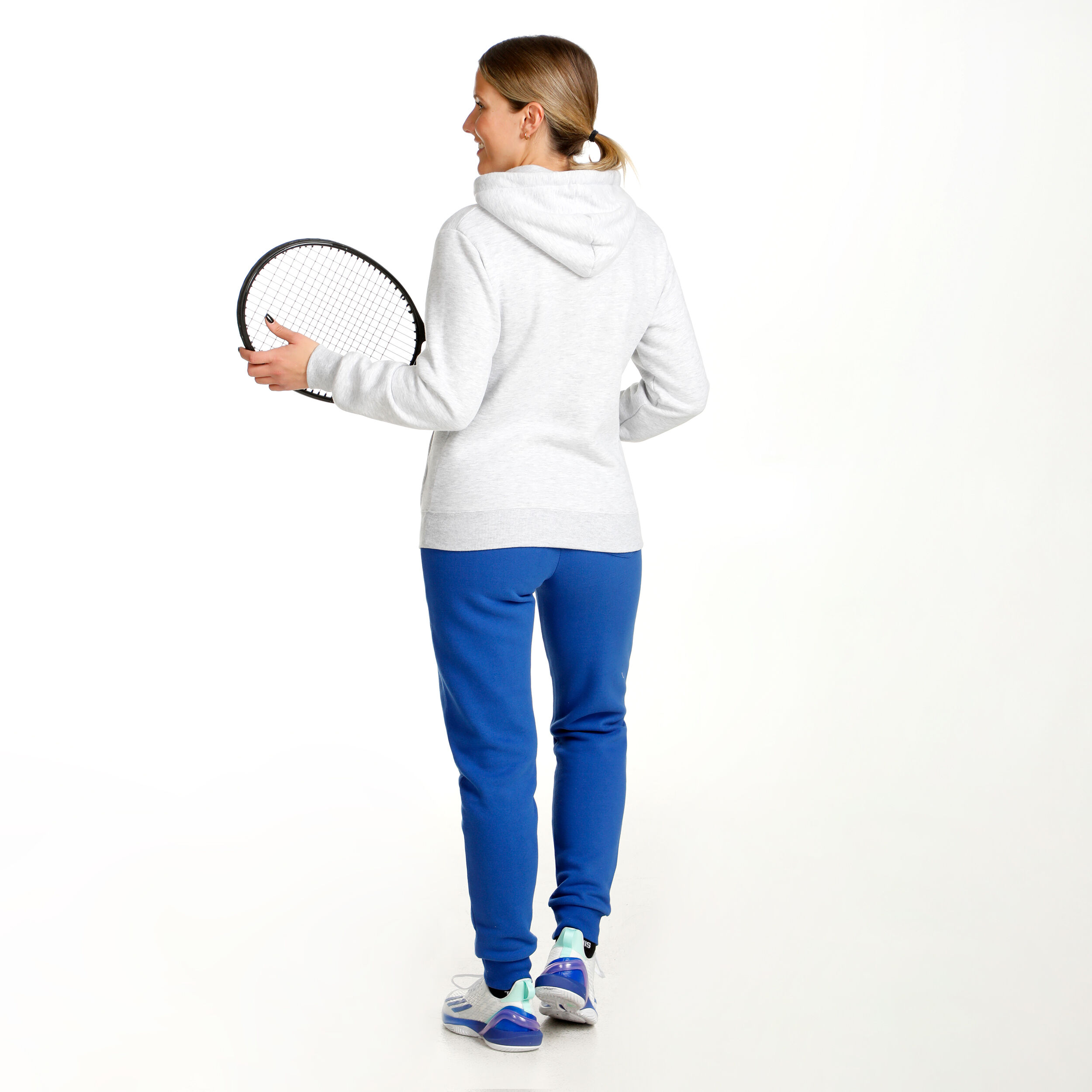 Retro Stripe Block Hoody Damen - Hellgrau, Blau