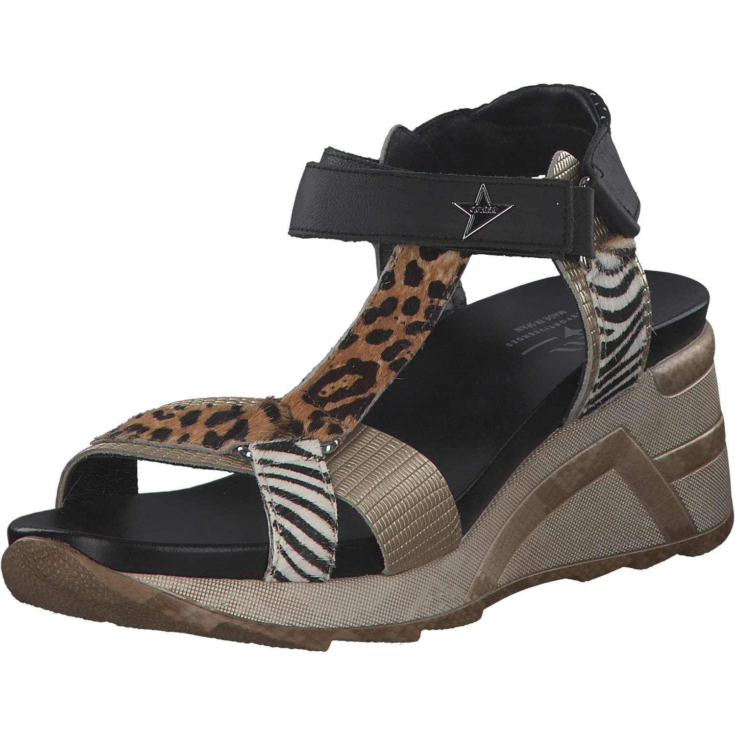 Cetti C1317, Plateau-Sandaletten, Damen, leopardo multicolor