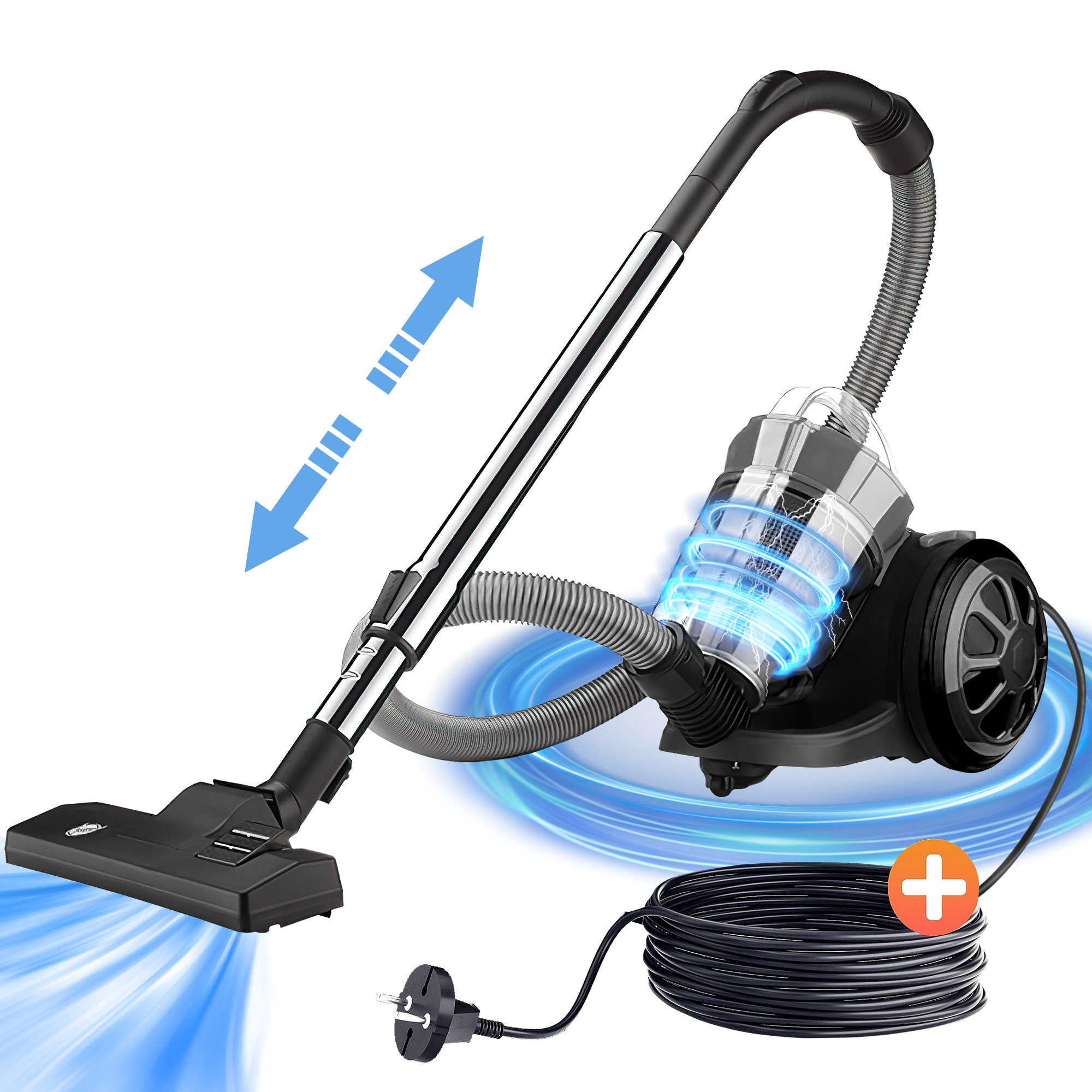 Tisoutec Bodenstaubsauger beutelloser Staubsauger,leichter 1600W Staubsauger, Bodenstaubsauger, 1600,00 W, beutelloser Staubsauger,leichter 1600W Staubsauger, Bodenstaubsauger, HEPA Filter, Bodenstaubsauger,Bodendüse für Parkett,Teppich,Fliesen,Hygie