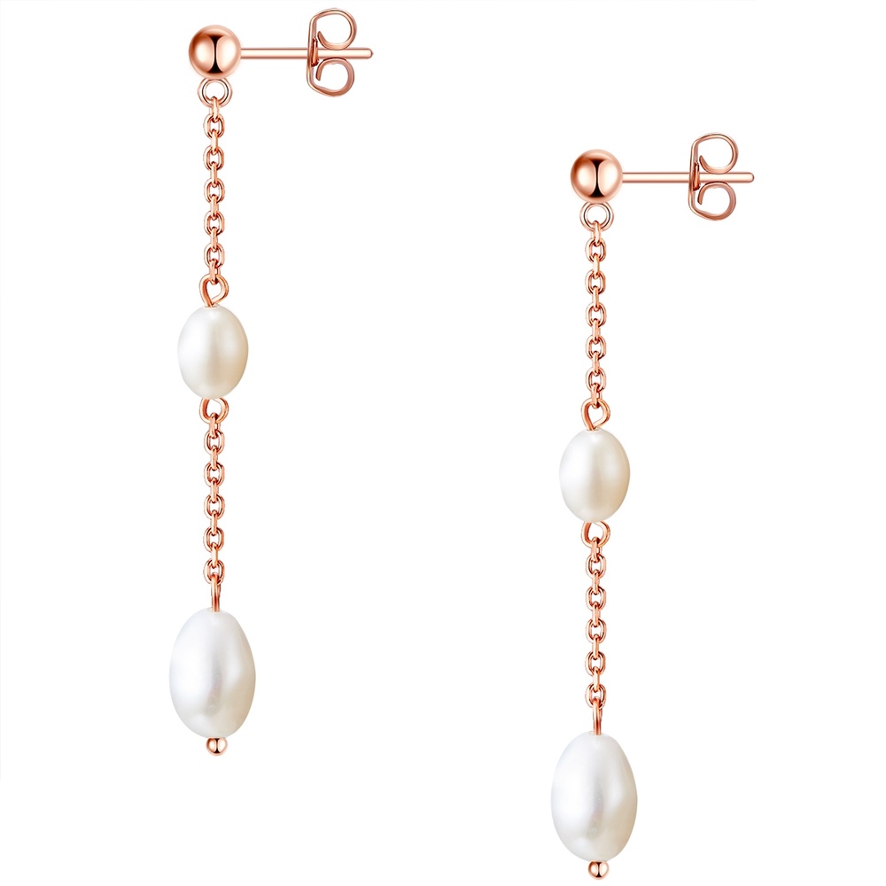 Valero Pearls Boucles doreilles en acier inoxydable Acier inoxydable Perle de culture d'eau dou Boucles d'oreilles
