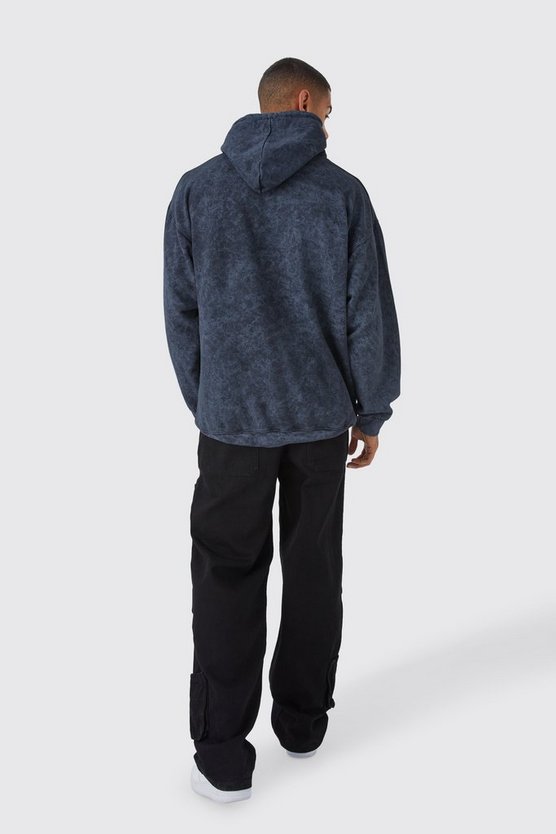 Hoodie mit Acid-Waschung und Santa Monica Print