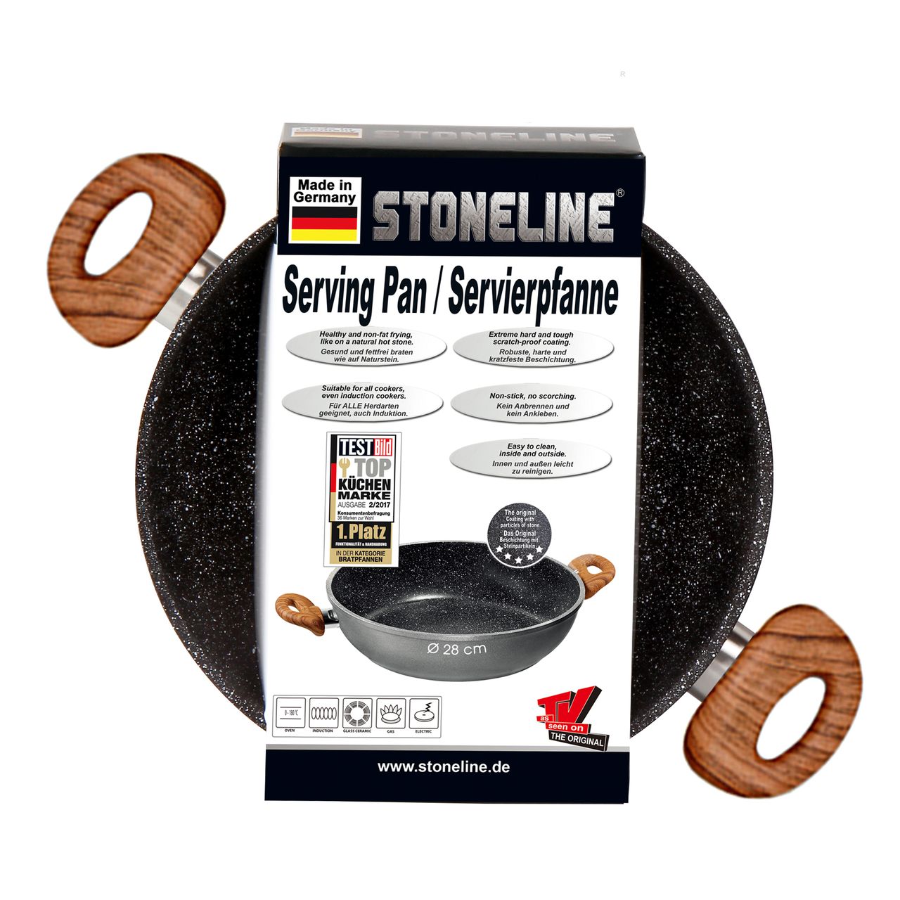 STONELINE® Back to Nature Servierpfanne 28 cm, Made in Germany