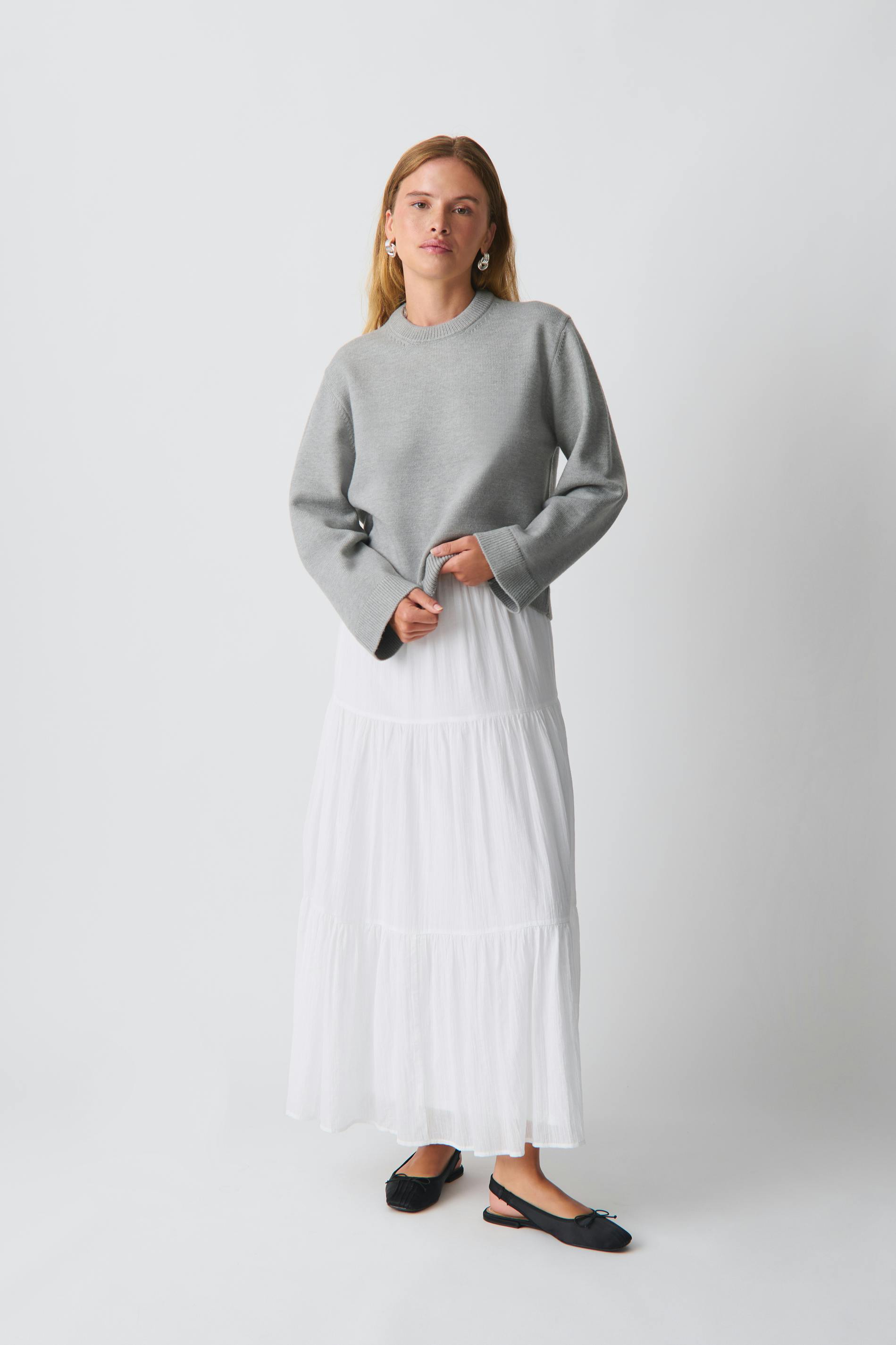 Knitted crew neck sweater
