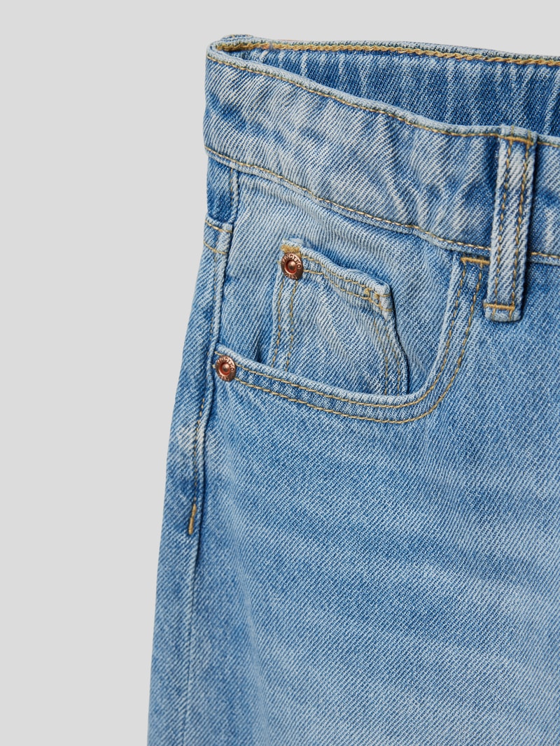 Wide Leg Jeans mit Destroyed-Details in blau