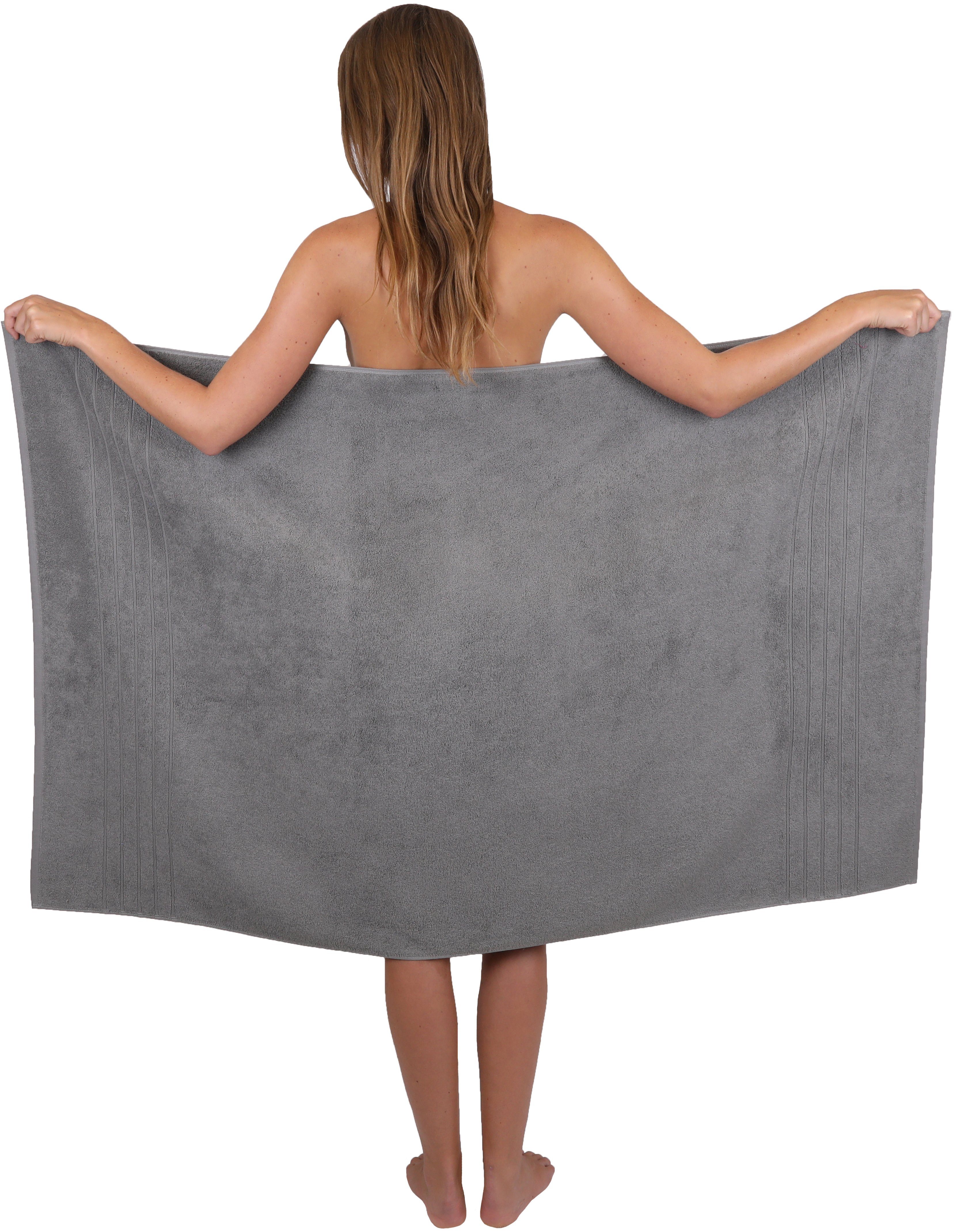 Betz Handtuch Set 8-TLG. Handtuch-Set Deluxe 100% Baumwolle 2 Badetücher 2 Duschtücher 2 Handtücher 2 Seiftücher Farbe anthrazit grau und türkis, 100% Baumwolle, (8-tlg)