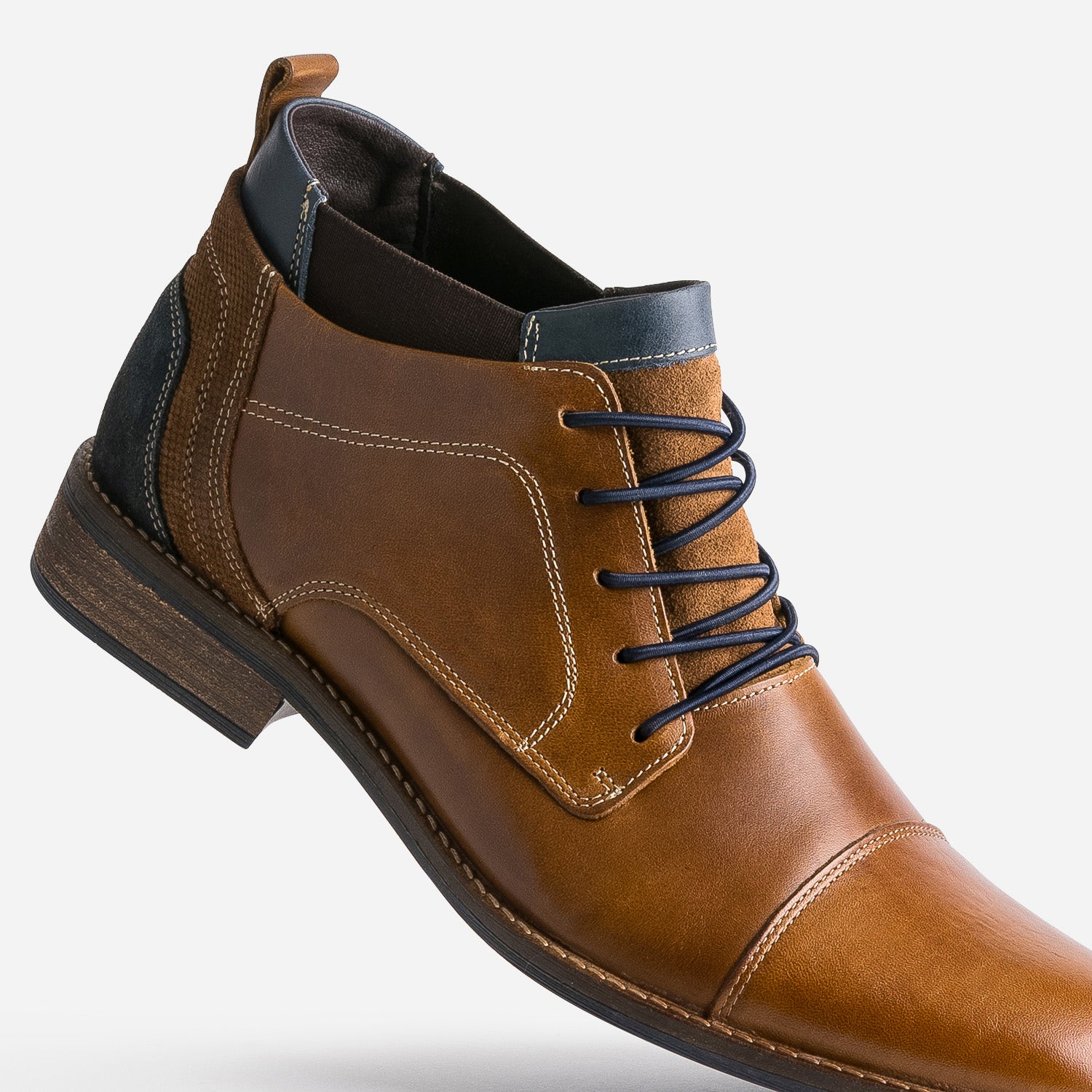 Derby cognac en cuir avec élastiques