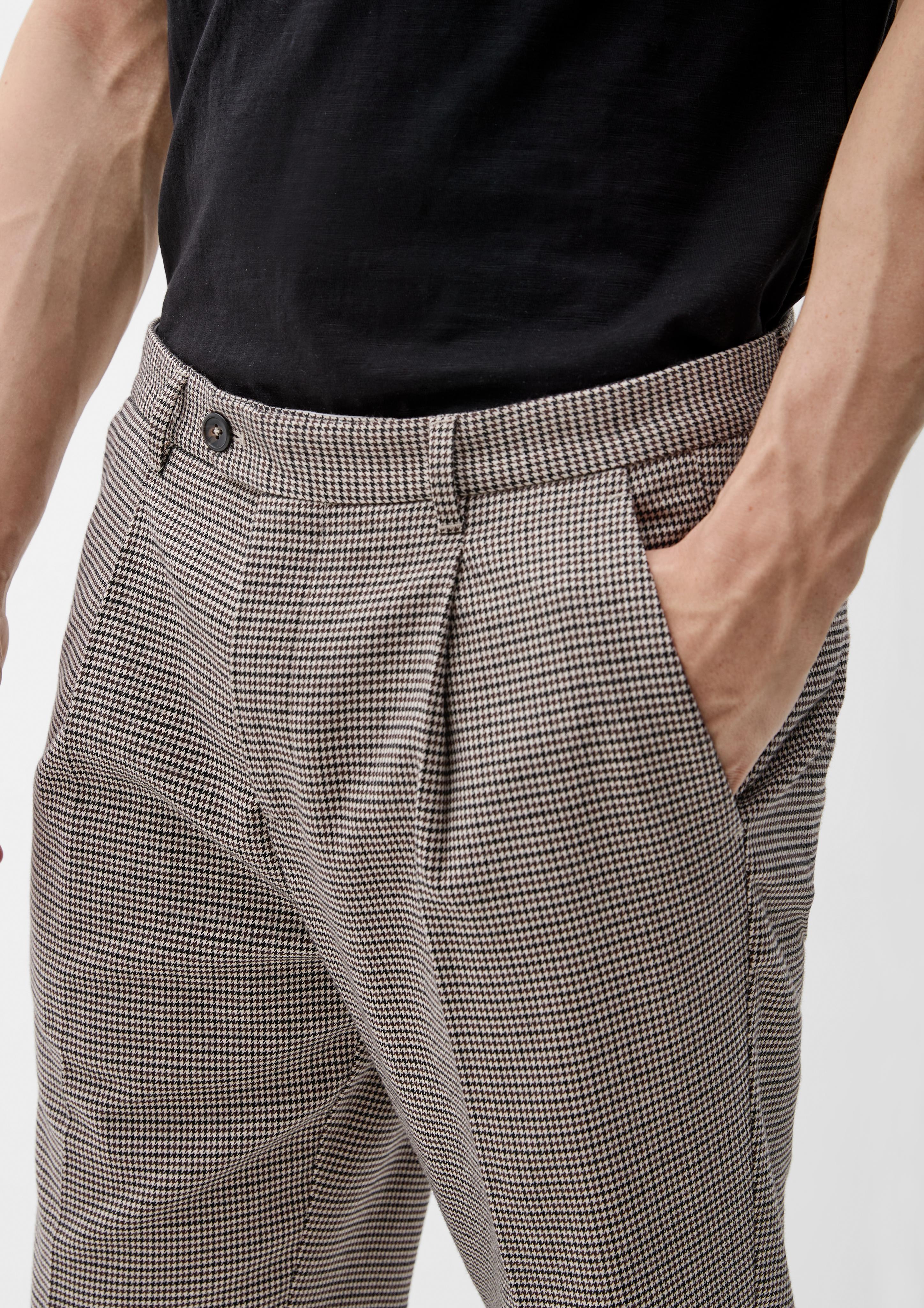 Slim: Gemusterte Bundfaltenhose  2120621-82N3