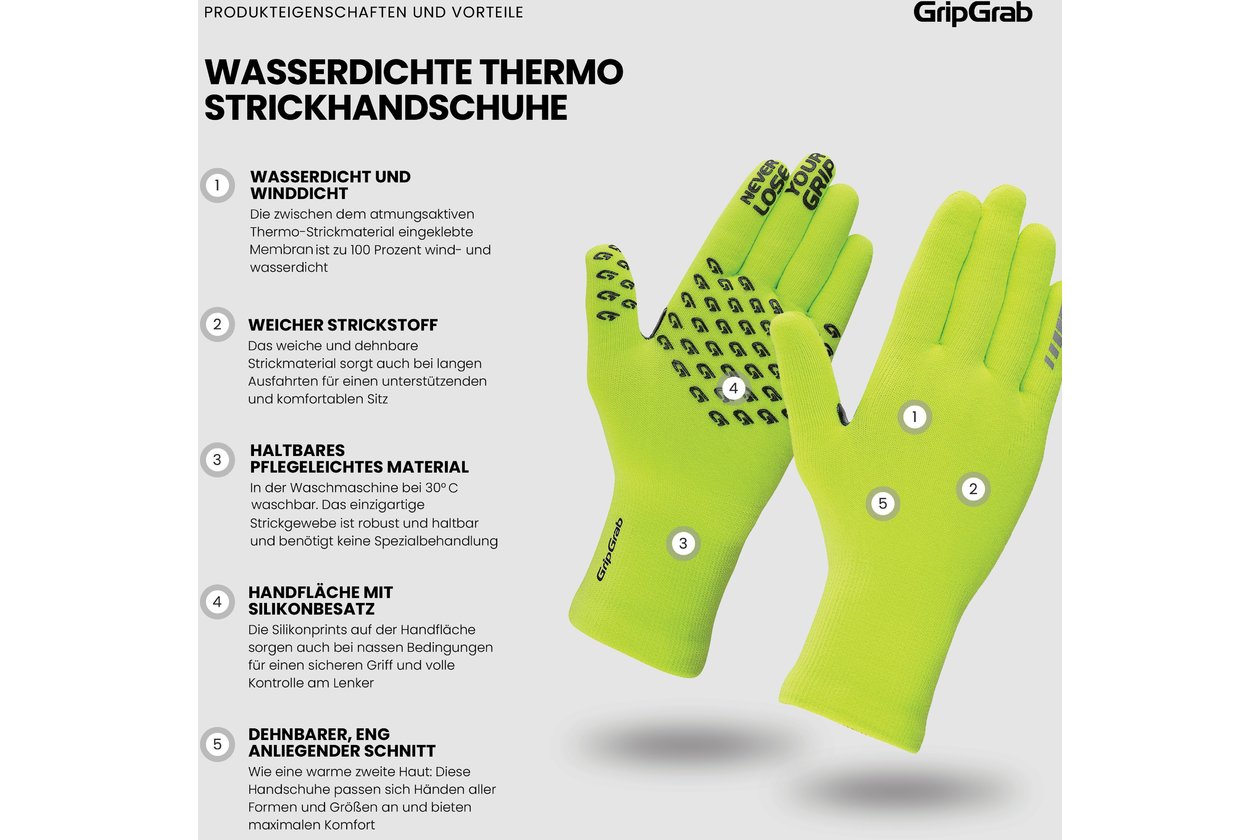 GRIPGRAB Waterproof Knitted Winter Langfinger Handschuhe - 2023