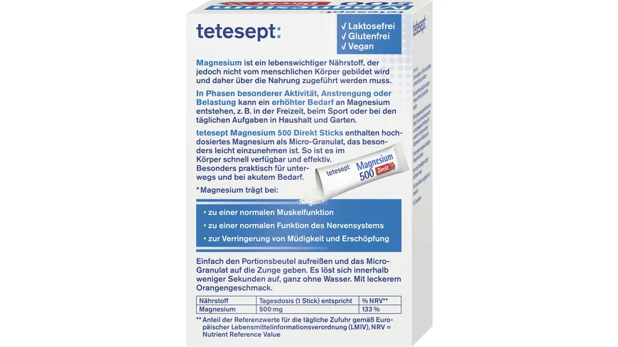 tetesept Magnesium 500 Direkt-Sticks