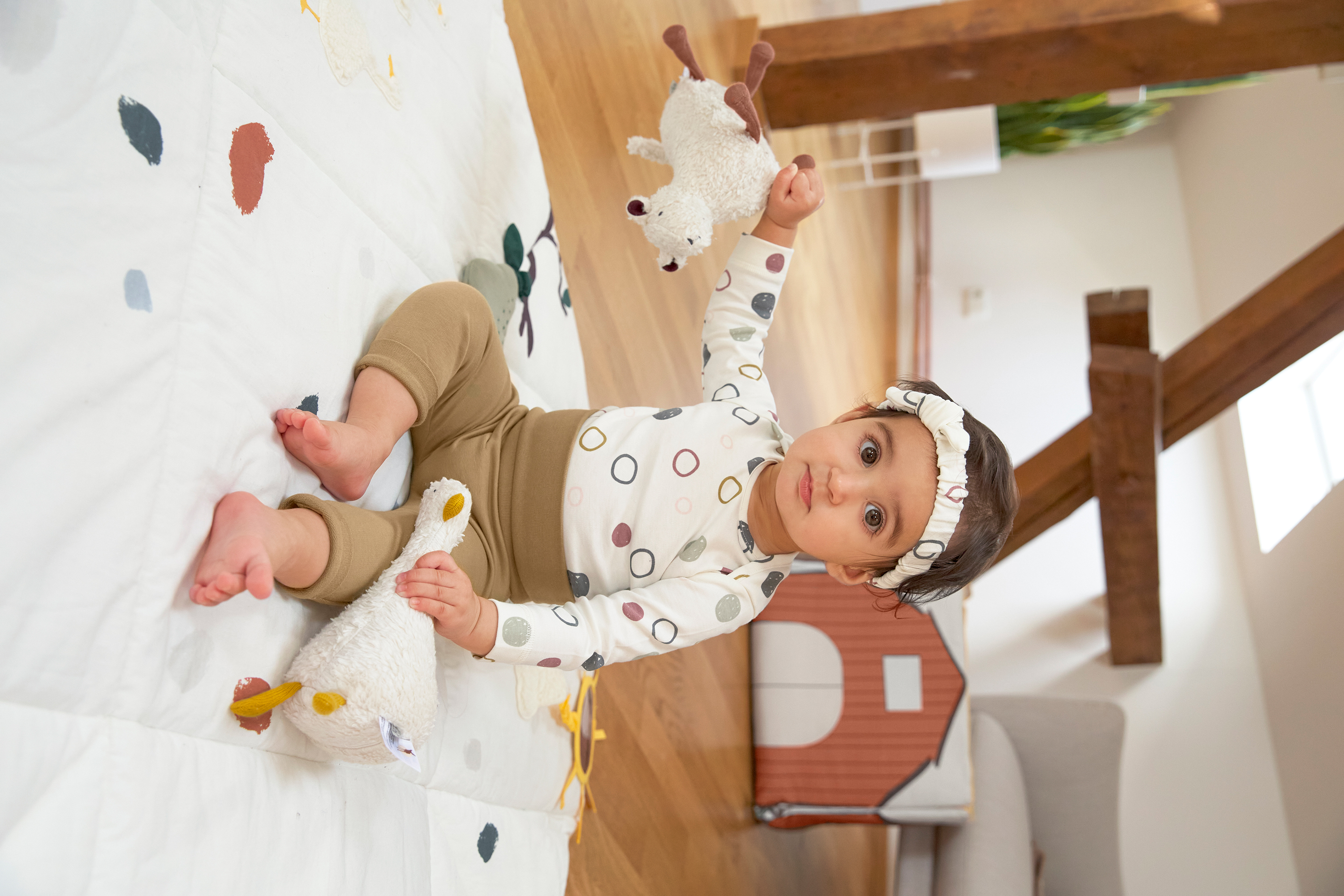 Baby Body kurzarm - Bio Baumwolle, Kreise, Beige