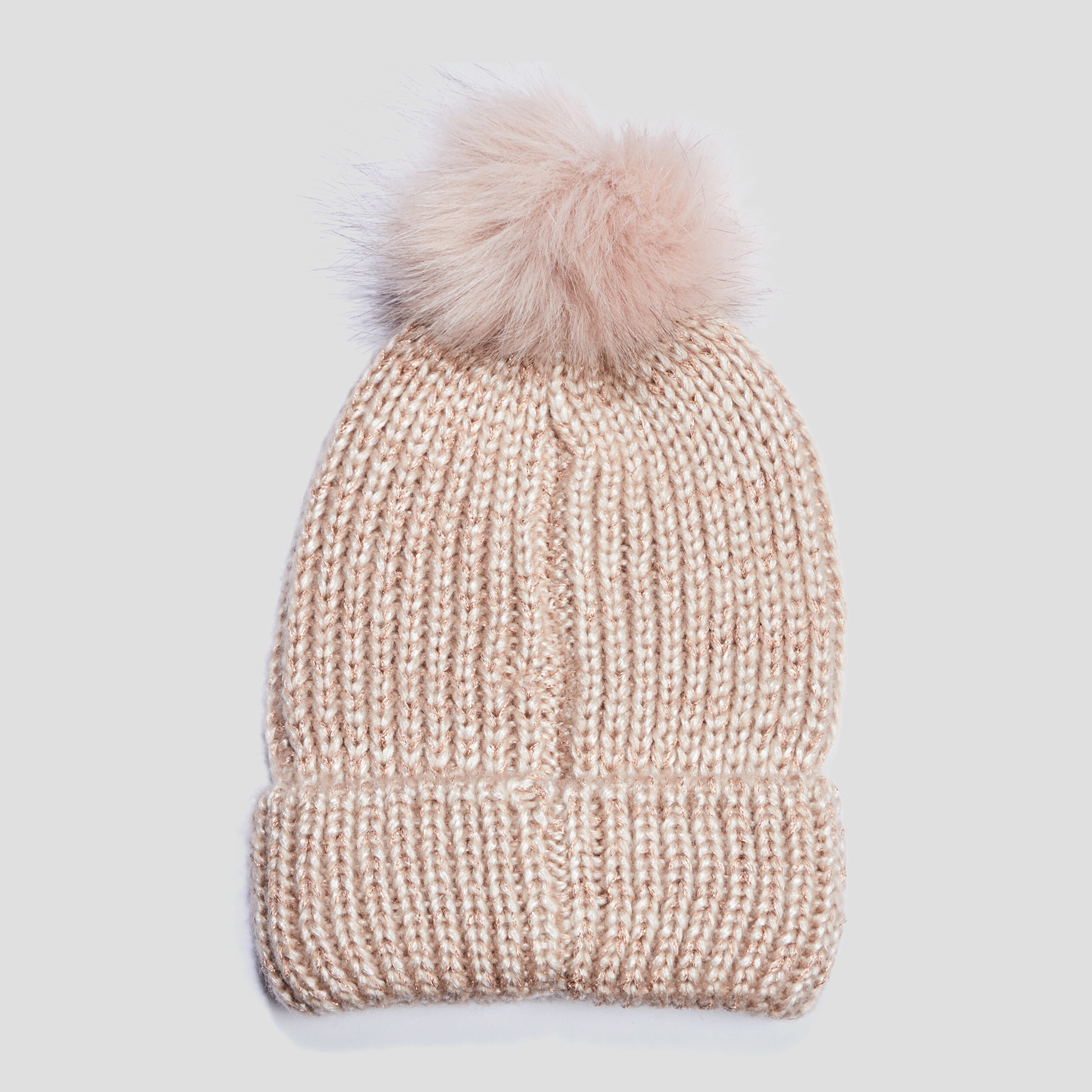 Bonnet à pompon taupe femme | La Halle