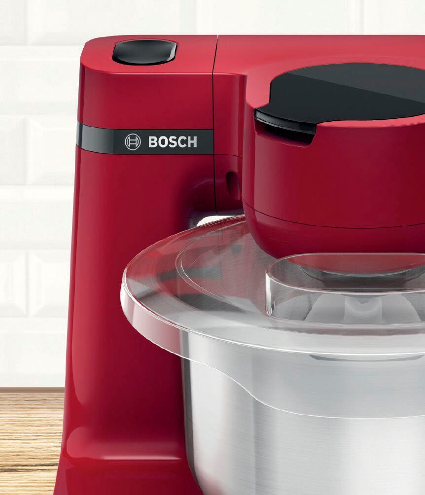 BOSCH Küchenmaschine MUMS2ER30 MUM Serie 2, 700 W, 3,8 l Schüssel, Patisserieset, Fleischwolf, Schnitzler inkl. 3 Scheiben, Mixer-Aufsatz